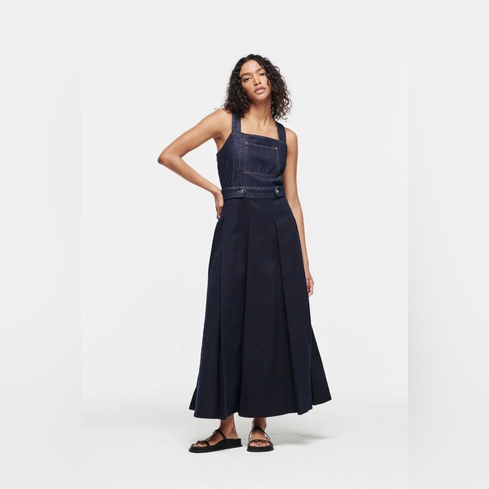 NEW ALIGNE PARKS COTTON AND DENIM MIDI DRESS 2
